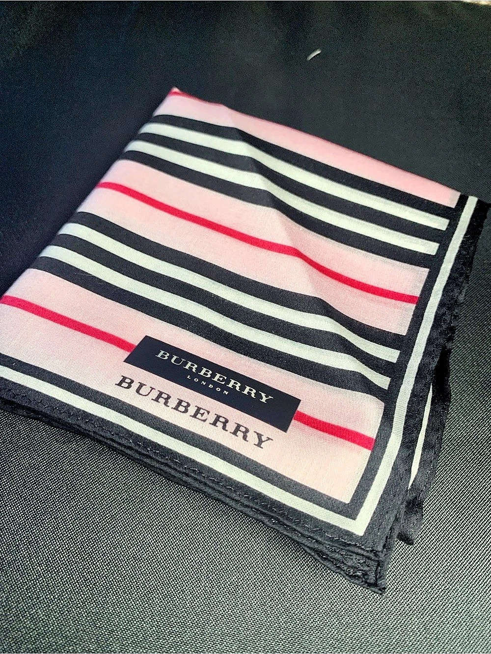 Burberry Striped Mini Scarf in Pink & Black